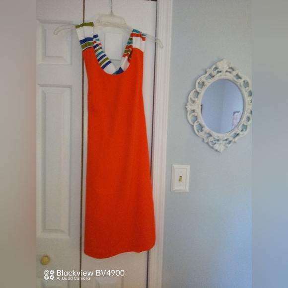 NWT Lulus joyful red orange colorful stripe tie back mini dress  XS - Picture 2 of 4
